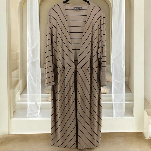 Chico’s Travelers Tab and Black Stripe Maxi Cardigan Capsule Chic Size XL - Picture 1 of 11